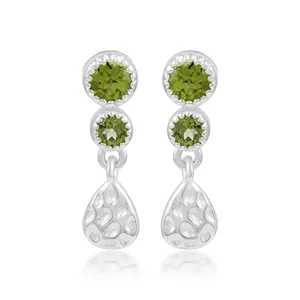 925 Sterling Silver Trending Minimalist Earrings Peridot Gemstone Light Weight Stud Dangle Earring Jewelry