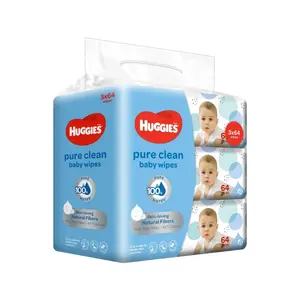 Hoge Zuiverheid Alcohol-Gratis Veiligheid Katoen Huggie Pure Schoon Kindje Tissue-3X64 'S Voor Hygiënische Hand, gezicht En Lichaam