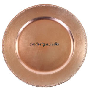 Plaque de chargeur en métal de luxe Simple, forme ronde unie, vente en gros, fantaisie, sous-assiette, événement décoratif, assiette de service créative faite à la main - Product Image 1