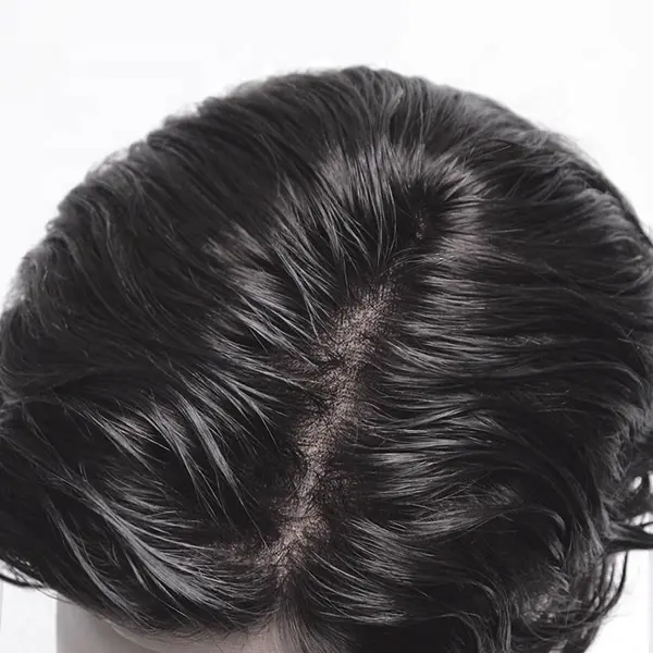 P1-3-5 fino mono com tela de pu frontal para homens, substituição de cabelo humano toupee