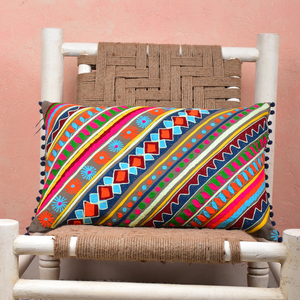 ปลอกหมอนลายปัก16X24พร้อม Pompom,ปลอกหมอนโบฮีเมียนคอลเลกชันฤดูร้อนใหม่ปี2023 - Product Image 5