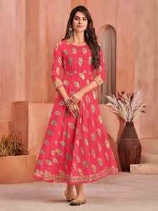 Tela de rayón pesado encantador para el trabajo, Vestido largo de stich con patrón de manga completa, diseño de aluminio, collaction, kurti - Product Image 4