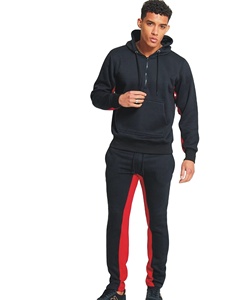 Men's Quarter Zip Pullover Hooded Tracksuit Men's Half Zip Hood Sweatsuit - Product Image 2