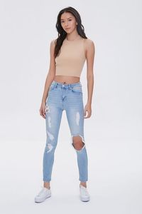 Top corto de punto de cuello alto más vendido para mujer, camisetas sin mangas informales de Color naranja de largo, diseño de moda - Product Image 5