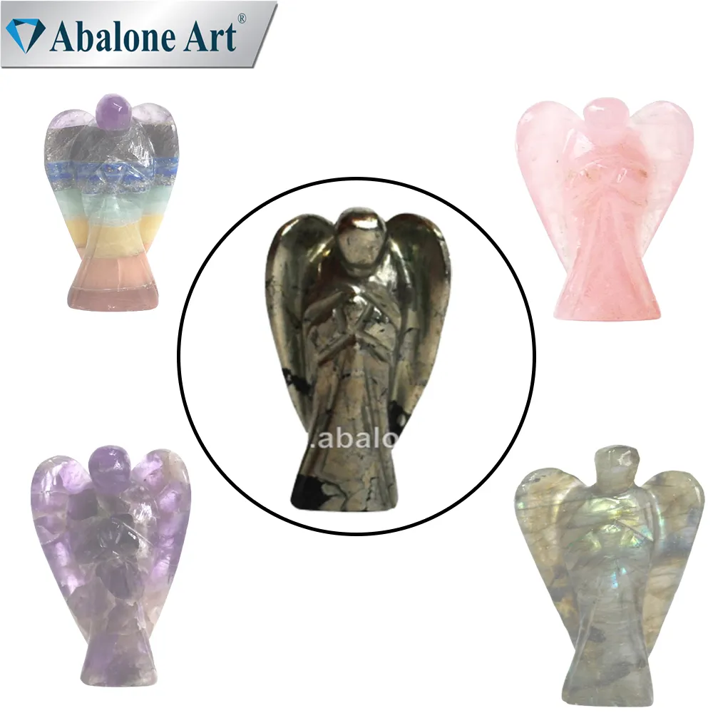 Abalone Art Creative Handi craft Alte Pyrit geschnitzte Engel geflügelte kleine Skulptur in hoher Nachfrage