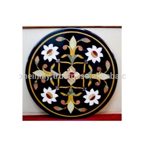 Top Quality Black Marble Inlay <b>Work</b> Dining <b>Table</b> Top <b>For</b> Dining Room - Product Image 1