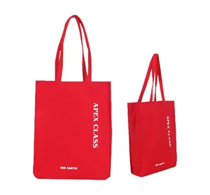 Carry And Promotional Folded Shopping Non-Woven Heat Transfer Customized Logo Shopping Rectangle Carry Bag