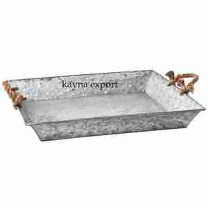 Plateau en métal galvanisé Forme rectangle Maison Hôtel Salle de bain et maison Jardin Accessoires de rangement Plateau décoratif en métal - Product Image 3