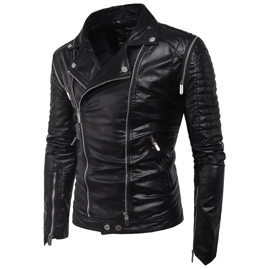 Best quality leather jackets for mens zipper jacket stand collar in all colors, sizes with any customization