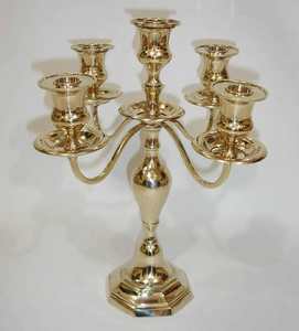Decorative 5 <b>Light</b> Candelabra Metal Nickel Plated Crystal <b>T</b>-<b>Light</b> Holder Candelabra with Flower Bowl Luxuries Wedding Candelabra - Product Image 3