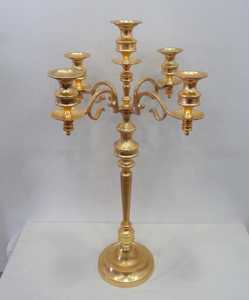 Vantage-Candelabro plateado de 5 luces de aluminio niquelado, centro de mesa pulido brillante elegante para el hogar, boda, fiesta y portavelas - Product Image 4