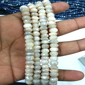 Cuentas de corte facetadas Rondelle de piedra lunar blanca Natural hechas a mano calidad AAA 8-10mm para la fabricación de joyas - Product Image 4