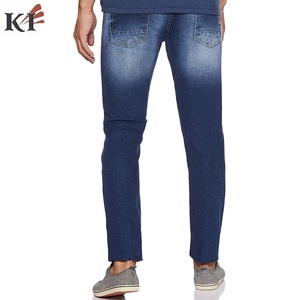 Pantalones de mezclilla personalizados ecológicos con efecto desgastado, corte recto, tiro medio, cierre de cremallera, informales, de poliéster/algodón, para hombre, de Guangdong, modelo Monkey - Product Image 2