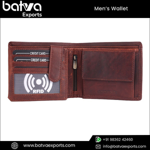 Portefeuille en cuir véritable vintage avec blocage RFID pour hommes, 1 poche à monnaie, deux poches pour monnaie, 12 compartiments pour cartes en coton - Product Image 3