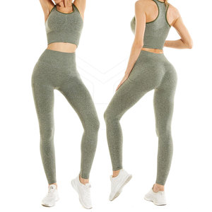 Nueva llegada de conjuntos de ropa activa para mujer, mallas de yoga sin costuras con logotipo personalizado y sujetador de talla grande XL, diseño diferente - Product Image 1