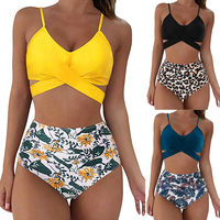 Conjunto de Bikini Triangular y Minifalda Estampada a Cuadros, Traje de Baño de 1 Pieza para Mujer, Venta Caliente