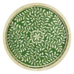 Vente chaude Antique rond Bone Inlay Plateau En Gros Plateau De Service En Bois pour Cuisine Maison Hôtel avec Design Indien pour la Nourriture - Product Image 6