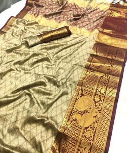 Banarasi seda Jacquard Saree con blusa mujeres usan señoras fiesta Festival uso diario suave algodón seda Sari venta al por mayor ropa de bajo precio - Product Image 4