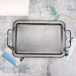 Élégant plateau de service en métal galvanisé avec poignée élégante, parfait pour servir les desserts à la maison, la cuisine et la vaisselle - Product Image 5