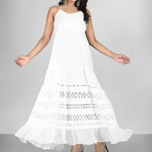 Vestido longo sem mangas branco casual, peça vestido feminino branco coquetel