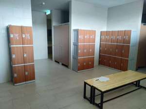 Large Size Wood color ABS Plastic Locker for gym pool fitting room locker room with combination lock - Product Image 5