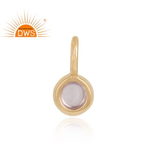 Chapado pequeño redondo encanto colgante joyería Rosa regalo collar oro cuarzo piedra preciosa 925 Plata hecho a mano moda Natural alto 1 par - Product Image 3