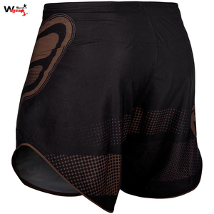 Brown logo custom sublimation printing shorts split for men mma gear - Product Image 3