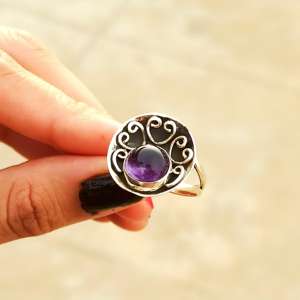Wholesale Exquisite 925 Sterling <b>Silver</b> Gemstone Amethyst <b>Ring</b> New Collection Indian Style Handmade Jewelry Engagement <b>Set</b> - Product Image 3