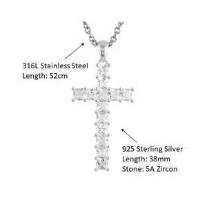 Zicon-collar con colgante de Cruz para mujer, Plata de Ley 925 - Product Image 4