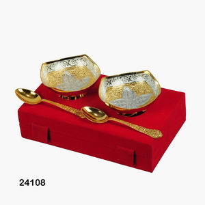 Juego de fruteros secos de latón de dos tonos con cuchara y bandeja - Product Image 4