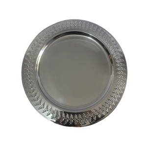 Assiettes de présentation en acier inoxydable couleur argent, taille et forme personnalisées, assiette de présentation, décoration de table - Product Image 4