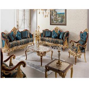 Conjunto de sofá tallado de madera para sala de estar, mueble de lujo de 7 plazas, tallado a mano, estilo real - Product Image 1