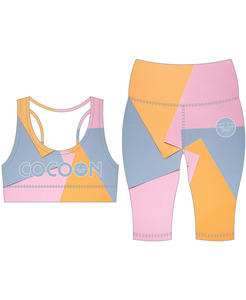 2024 mujeres cuello en U entrenamiento 2 piezas Digital sublimado ropa activa gimnasio equipo Fitness Yoga corto Biker Shorts Set - Product Image 1