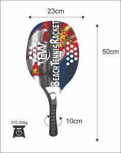 Raquetas de Tenis y Playa Hechas a Medida, Cara de 20 mm, Peso de 310-330 g, Longitud de 50 cm, Empuñadura de Fibra de Carbono y Red de Fibra de Vidrio - Product Image 3