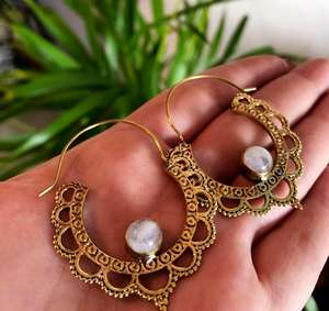 Recién llegado, pendiente de piedra, joyería para mujer, pendiente de aro de piedra hecho a mano de labradorita de proveedor indio - Product Image 3