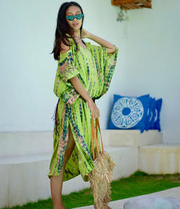 เสื้อผู้หญิง,สำหรับฤดูร้อนสีแดงร้อนผ้าเรยอนมัดย้อมเสื้อ Kaftan - Product Image 1