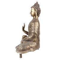 Escultura de Buda Meditando en Latón Dorado Hecha a Mano, con una Mano en el Omkha, 33 cm, Pieza Decorativa Vintage para Bodas, Regalo