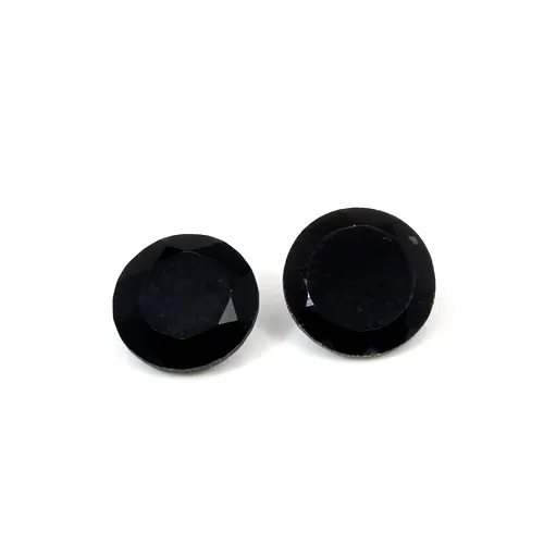 Onyx Hitam Natural Potongan Bulat 11Mm, Batu Permata Longgar 8.2 Cts 1 Pasang