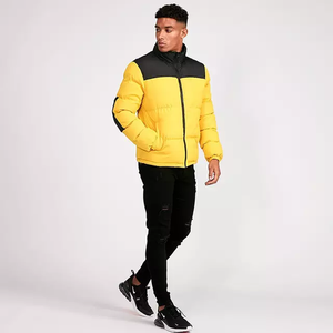 Doudounes pour hommes adultes couleur jaune fermeture à glissière col montant vêtements de mode veste bouffante avec conception et taille personnalisées - Product Image 2