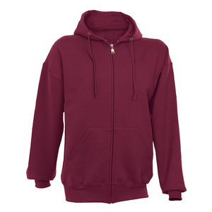 <b>Men's</b> Custom Designer Logo Anti-Wrinkle Knitted Fleece Zipper-Up <b>Hoodie</b> with Ropes Solid <b>Maroon</b> Color - Product Image 1
