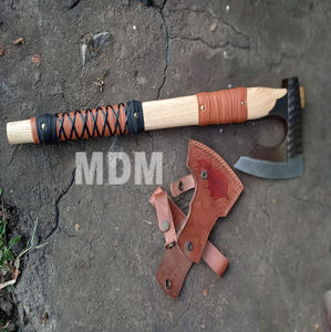 Hache en acier inoxydable forgée à la main de style viking utilisation extérieure hachette en acier au carbone damas avec poignée en frêne outil industriel de bricolage - Product Image 4