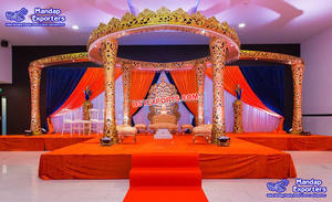 Conjunto de Mandap DE BODA abierto de oro real, conjunto de decoración de Mandap de boda con diseño indio de media luna y Majestic - Product Image 4