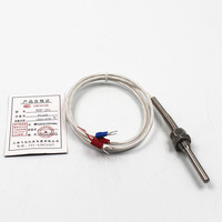Shanghai Feilong Sensor Suhu 6X50Mm M10 Benang SS304 Probe PT100 Tahan Panas dengan 1M Kabel