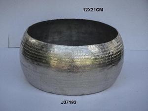 Maceta redonda de aluminio martillado de alta calidad, maceta para decoración del hogar, Floral mesa para centro de mesa, aspecto plateado - Product Image 2