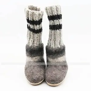 FSSI-014, Warm Indoor Felt Boot with Stocking, 100% Eco-friendly New Zealand Wool, Felted by Skilled Women Artisans of Nepal