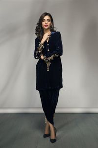 2021 nuevo vestido elegante KURTA Dhoti Salwar con hermoso trabajo bordado ZARDOZI y decoración de encaje para uso diario/fiesta - Product Image 2
