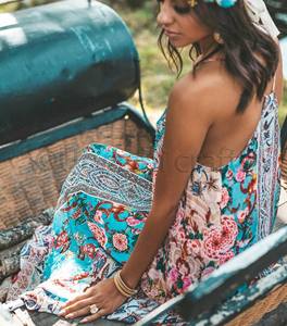 Robe de plage Maxi style Boho, bretelles Spaghetti, imprimé africain sans manches, Vintage, été 1950, nouvelle collection - Product Image 1