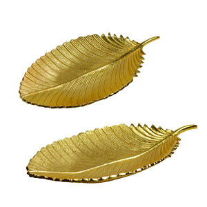 Ensemble de plateaux de service en forme irrégulière, finition plaquée et en forme irrégulière, avec Design de feuille, ensemble de remorquage pour le Restaurant à domicile et la décoration d'hôtel - Product Image 6