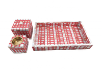 Ensemble de brûleurs en bois MDF rose, fait main, personnalisable, avec incrustation de nacre et motif rose religieux, best-seller Ramadan 2027, emballé en toute sécurité