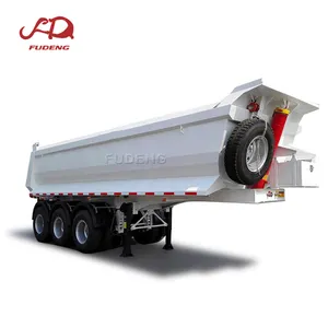 3 axle transportasi 50 ton pasir batubara hidrolik truk tip Trailer
